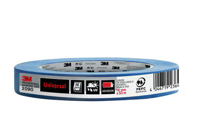 3M™ Professionele afplaktape 2090, Verschillende oppervlakken, blauw, 18 mm x 50 m, 1 rol/verpakking, 100% PEFC, SGSCH-PEFC-COC-110078