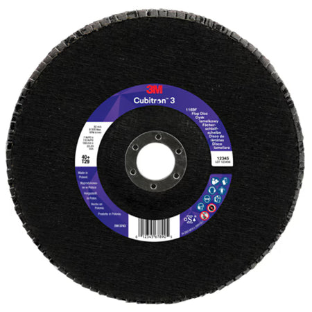 3M™ Cubitron™ 3 Lamellenschijf 1169F, 40+, T29 conisch, 180 mm x 22,23 mm, 5/verpakking, 20 stuks/doos
