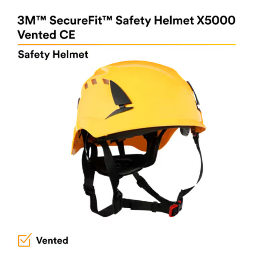 3M™ SecureFit™ X5000 Veiligheidshelm, geventileerd, 1000 V, CE, geel, X5002VE-CE