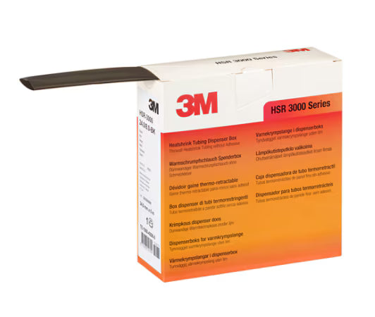 3M™ HSR 3000 Dunwandige Warmtekrimpkousbuis op Minirol, Zwart, 6/2 mm, 10 m, Dispenserdoos