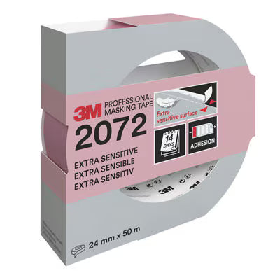 3M™ Professionele Maskeertape 2072, Extra gevoelig, 24 mm x 50 m, 1 rol/verpakking, 100% PEFC, SGSCH-PEFC-COC-110078