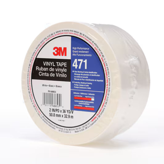 3M™ Vinyl Tape 471, Wit, 50 mm x 33 m, 0.14 mm, Individueel verpakt