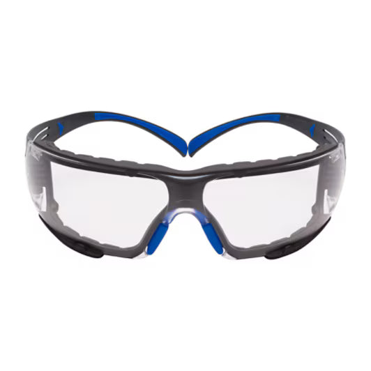 3M™ SecureFit™ 400 Veiligheidsbril, blauw/grijs montuur, foam, Scotchgard™ condenswerende en krasbestendige coating (K&N), heldere lenzen, SF401SGAF-BLU-F-EU