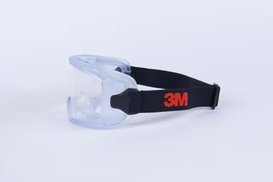 3M™ GoggleGear™ Ruimzichtbril 3000-serie, PVC-montuur, heldere Scotchgard™ AF-lens, premium stoffen band, GG3101-SGAF EU