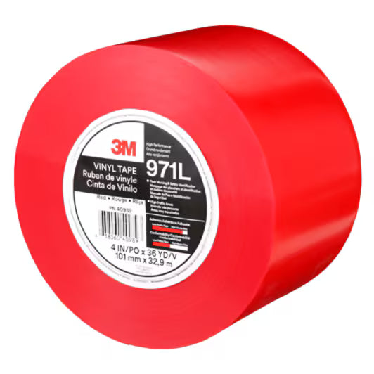 3M™ Duurzame vloermarkeringstape 971L, Red, 101.6 mm x 33 m, 0.43 mm, Individually Wrapped Conveniently Packaged