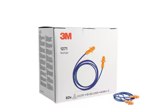 3M™ 1271 oordoppen, herbruikbare met koord, 1 paar/pillow-pack, 50 paar/doos