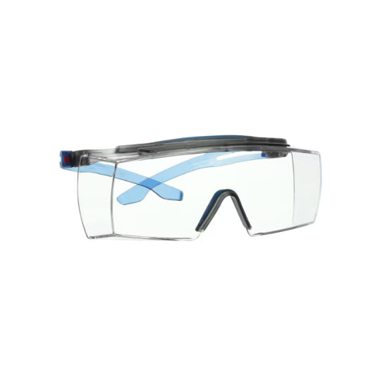 3M™ SecureFit™ 3700 Overzetbril, blauwe veren, wenkbrauwbescherming, Scotchgard™ anticondens (K&N), heldere lens, SF3701XSGAF-BLU-EU, 20/doos