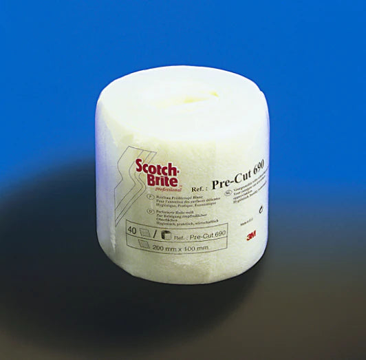 Scotch-Brite™ Voorgesneden Reinigingspads voor Delicate Oppervlakken 690, Wit, 200 mm x 100 mm, 40 Bladen/Rol