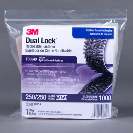 3M™ Dual Lock™ Hersluitbare Klikband TB3540, Zwart, 25 mm x 3 m