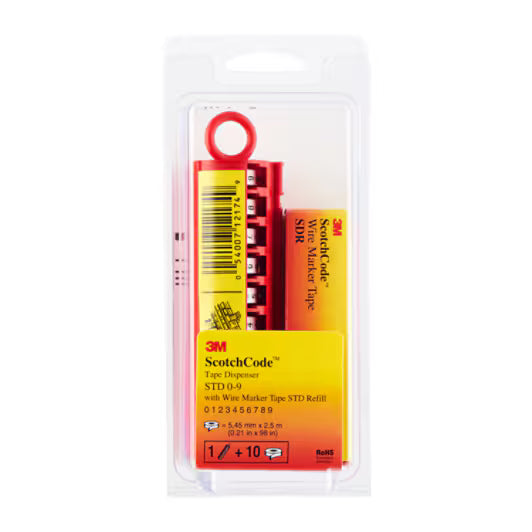 3M™ ScotchCode™ STD-0/9 Kabelmarkeringsdispenser, Nummers 0-9 gevuld