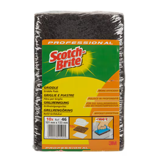 Scotch-Brite™ Bakplaatreiniger polijstpad 46, Zwart, 101 mm x 133 mm, 20/Doos