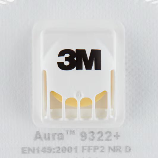 3M™ Aura™ Stofmasker voor handmatig en machinaal schuren 9322+, FFP2, ventiel, 5/pak