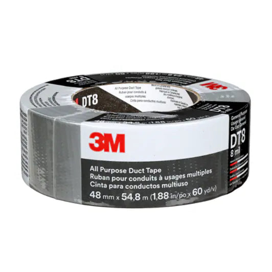 3M™ Universele Ducttape DT8, Zwart, 48 mm x 23 m, 0.2 mm, individueel verpakt