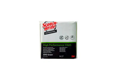 Scotch-Brite™ High Performance Microvezeldoek 2010, Groen, 360 mm x 360 mm, 5/Pak, 10 Pak/Doos