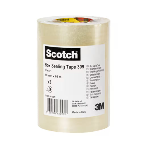 Scotch® Dozensluittape 309 BCSR, Transparant, 50 mm x 66 m