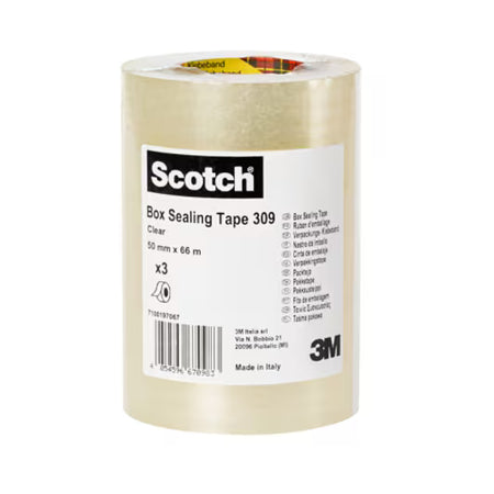 Scotch® Dozensluittape 309 BCSR, Transparant, 50 mm x 66 m