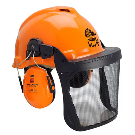 3M™ Bosbouwcombinatie, FPA, G3000 oranje veiligheidshelm, H31 gehoorkappen, FH1 houder en 5B gaas gelaatsscherm, G3000MOR31FH15B