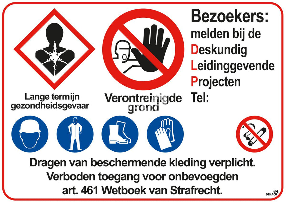 Afzetbord Verontreinigde grond/Melden DLP 50x70 cm