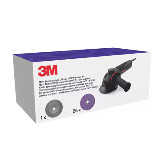 3M™ Elektrische haakse slijper, 41901, 125 mm, 1900W, includes 1182C Slotted Disc (25) & Ribbed BUP