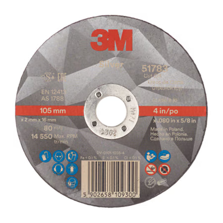 3M™ Silver Doorslijpschijf, T41, 105 mm x 2 mm x 16 mm