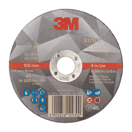 3M™ Silver Doorslijpschijf, T41, 105 mm x 2 mm x 16 mm