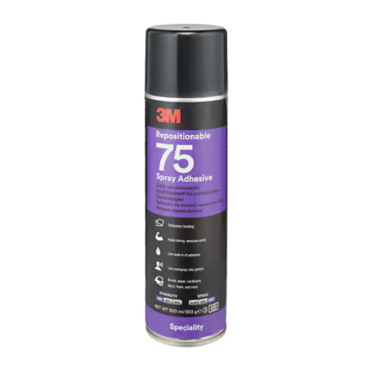 3M™ Herpositioneerbare Spuitlijm 75, Transparant, 500 ml