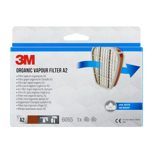 3M™ Filter tegen organische dampen 6055, A2 voor 6000‑ en 6500-serie, 1 pr/pak