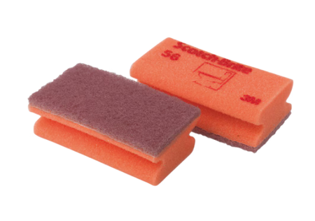Scotch-Brite™ Schuursponzen voor Delicate Oppervlakken 56, Beige/Rood, 70 mm x 133 mm, 10/Pak