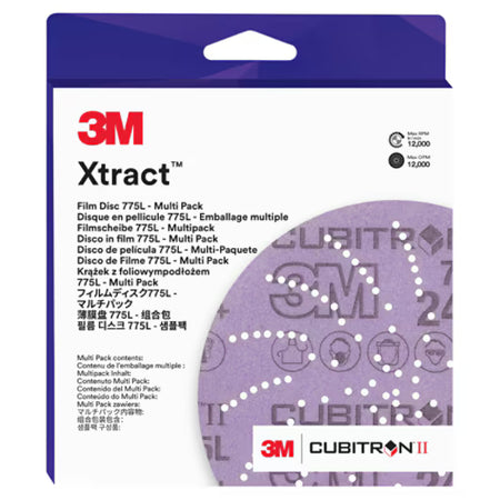 3M Xtract™ Cubitron™ II Schuurschijf 775L, Multi-Grade 500+ - 1000+ 3MIL, 127 mm, 500LG, 12/verpakking, 20 verpakkingen/doos, Multipack