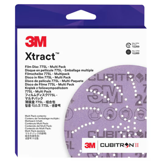 3M Xtract™ Cubitron™ II Schuurschijf 775L, Multi-Grade 500+ - 1000+ 3MIL, 127 mm, 500LG, 12/verpakking, 20 verpakkingen/doos, Multipack