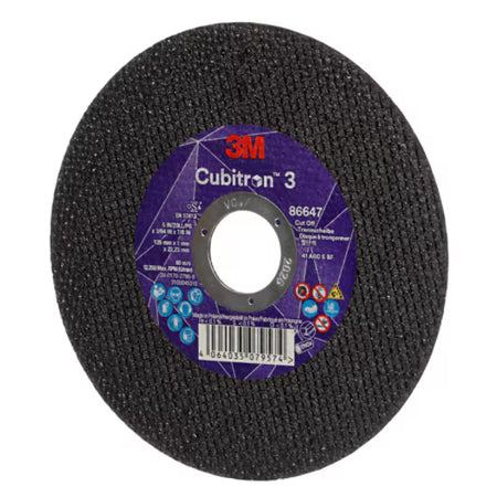 3M™ Cubitron™ 3 doorslijpschijf, 86647, 60+, T41, 125 mm x 1 mm x 22,23 mm, EN, 25/verpakking, 50 stuks/doos