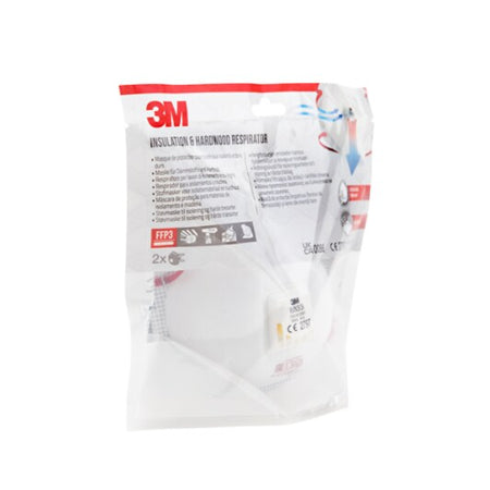 3M™ Stofmasker voor isolatiemateriaal en hardhout 8833C2, FFP3, met ventiel, 2/Pak