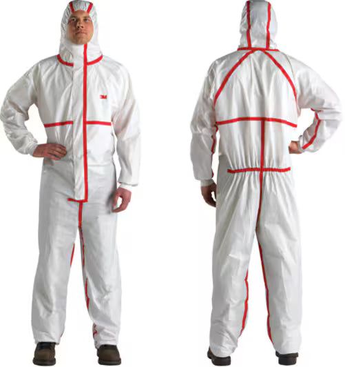 3M™ Beschermende overall 4565, wit + rood, type 4/5/6, S