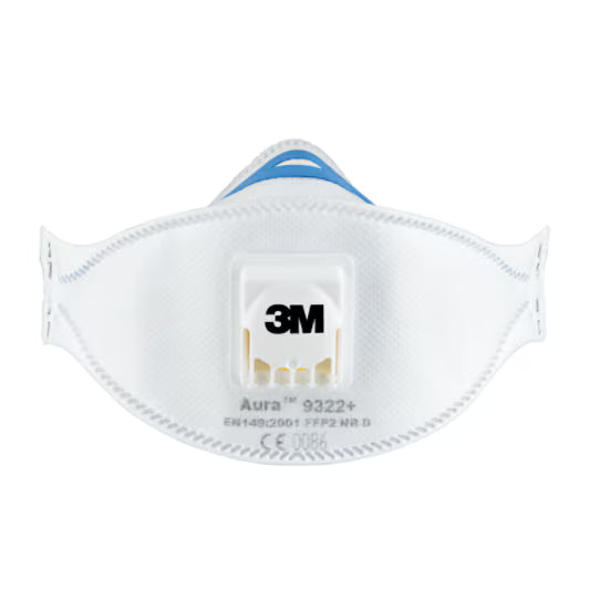 3M™ Aura™ Stofmasker voor handmatig en machinaal schuren 9322+, FFP2, ventiel, 2/pak