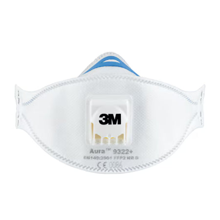 3M™ Aura™ Stofmasker voor handmatig en machinaal schuren 9322+, FFP2, ventiel, 2/pak