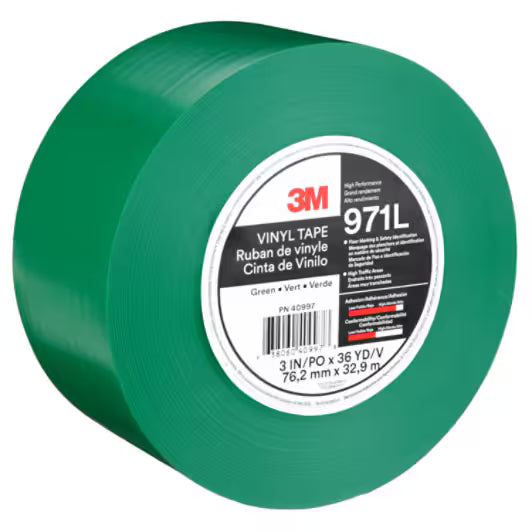 3M™ Duurzame vloermarkeringstape 971L, Green, 76.2 mm x 33 m, 0.43 mm, Individually Wrapped Conveniently Packaged