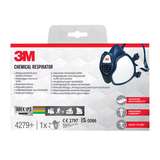 3M™ Maintenance Free Half Mask Respirator, 4279+, FFABEK1P3 D Filters, 1/Pack