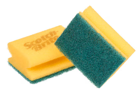 Scotch-Brite™ Synthetische spons met handgreep 374, Geel/Groen, 70 mm x 150 mm, 10/Pak