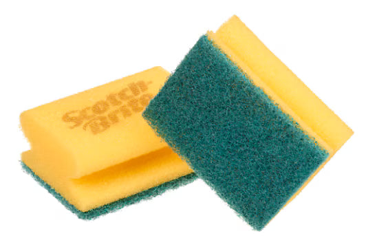 Scotch-Brite™ Synthetische spons met handgreep 374, Geel/Groen, 70 mm x 150 mm, 10/Pak