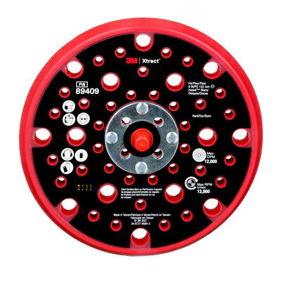 3M Xtract™ Hookit™ Steunschijf, 89409, 150mm, hard, rood, 10 ea/doos