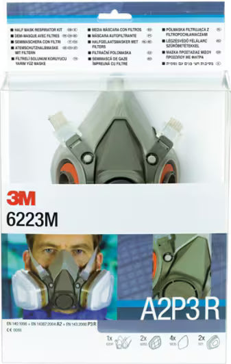 3M™ herbruikbare halfgelaatsmaskerset, A2P3 R-filter, maat M, 6223M