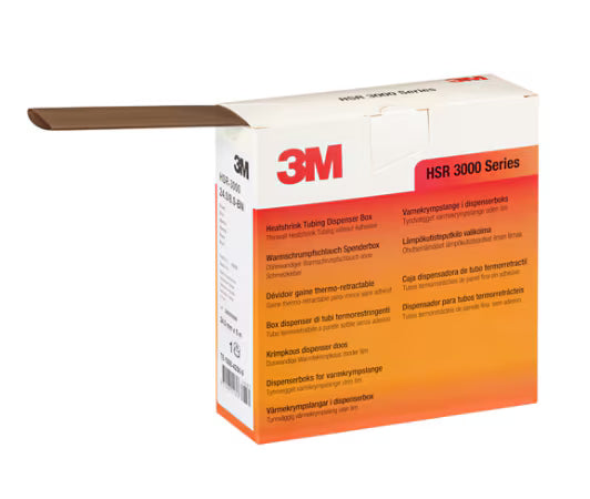 3M™ HSR 3000 Dunwandige Warmtekrimpkousbuis op Minirol, Bruin, 3/1 mm, 10 m, Dispenserdoos
