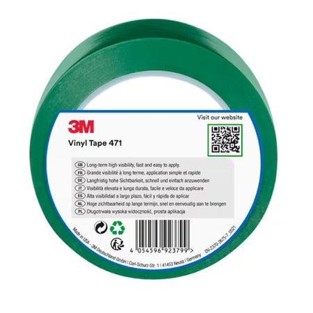 3M™ Vinyl Tape 471, Groen, 50 mm x 33 m, 0.14 mm, Individueel en handig verpakt