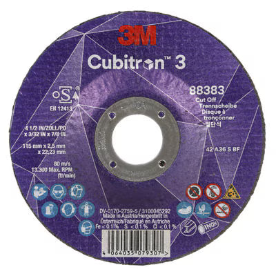 3M™ Cubitron™ 3 doorslijpschijf, 88383, 36+, T42, 115 mm x 2,5 mm x 22,23 mm, EN, 25/verpakking, 50 stuks/doos