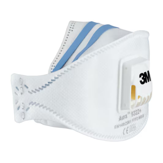 3M™ Aura™ Stofmasker voor handmatig en machinaal schuren 9322+, FFP2, ventiel, 2/pak