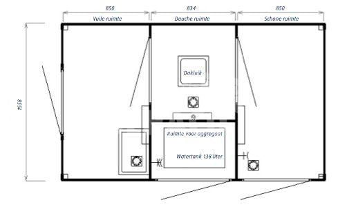 Dehaco D260 3-stage decontaminatiewagen enkelasser onderstel kleur wit