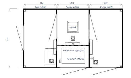 Dehaco D260 3-stage decontaminatiewagen enkelasser onderstel kleur wit