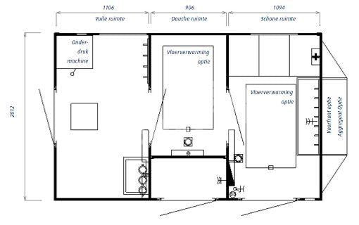 Dehaco D320 3-stage decontaminatiewagen standaard enkelasser onderstel
