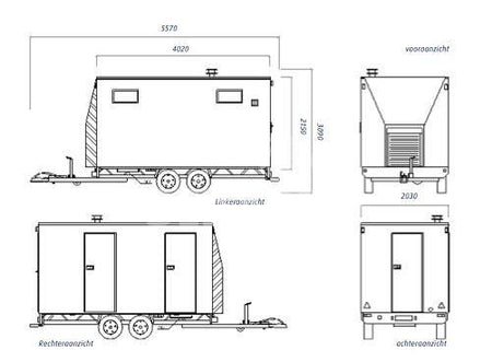 Dehaco D400 3-stage decontaminatiewagen standaard tandemasser onderstel in RAL kleur naar keuze