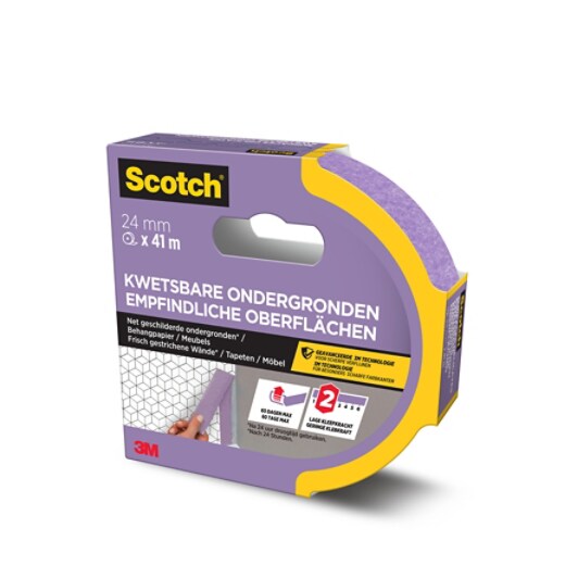 Scotch® Afplaktape voor kwetsbare oppervlakken, 24 mm x 41 m, 1 Rol/Verpakking, 100% PEFC SGSCH-PEFC-COC-110078